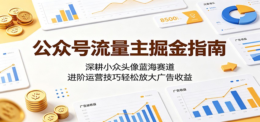 公众号流量主掘金指南：深耕小众头像蓝海赛道，进阶运营技巧轻松放大广告收益-优优云网创