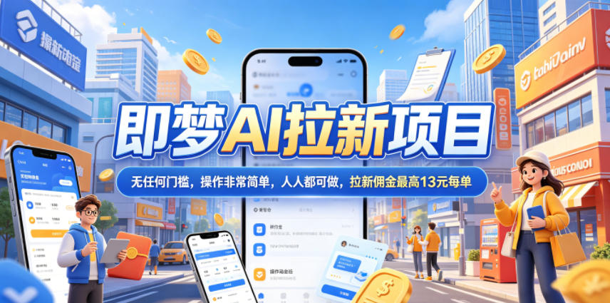 2026年即梦AI拉新项目最新玩法，无任何门槛，操作非常简单，人人都可做，拉新佣金最高13元每单-全民创业网