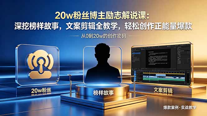 20w粉丝博主励志解说课：深挖榜样故事，文案剪辑全教学，轻松创作正能量爆款-云网创