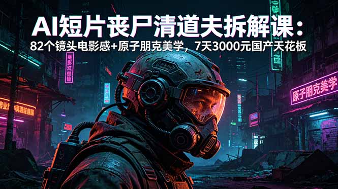 AI短片《丧尸清道夫》拆解课：82个镜头电影感+原子朋克美学，7天3000元国产天花板-云网创