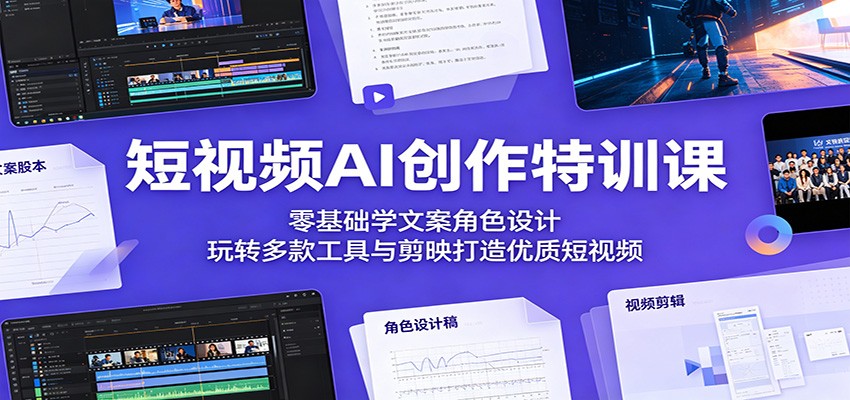 短视频AI创作特训课：零基础学文案角色设计，玩转多款工具与剪映打造优质短视频-优优云创网