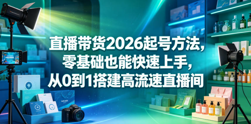 直播带货2026起号方法，零基础也能快速上手，从0到1搭建高流速直播间-友友云网创