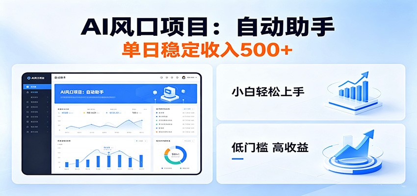全新AI自动助手项目，低门槛入局，每日稳定收益500以上-友友云网创