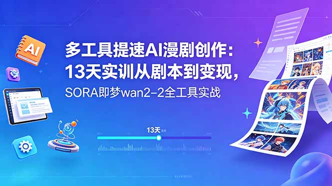 多工具提速AI漫剧创作：13天实训从剧本到变现，SORA即梦wan2-2全工具实战-网创圈99