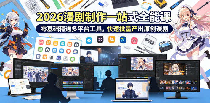 2026 AI漫剧制作一站式全能课，零基础精通多平台工具，快速批量产出原创漫剧-优优云网创