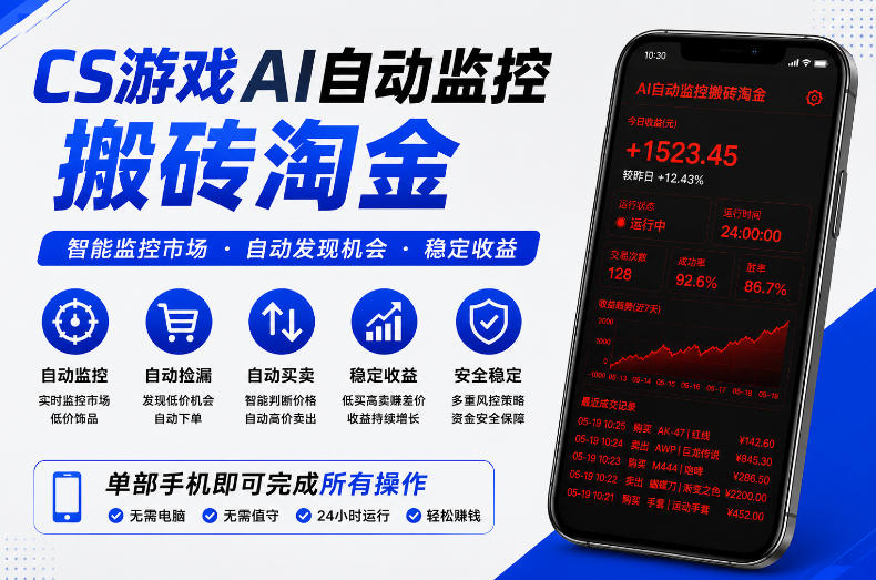 CS游戏AI自动监控搬砖淘金，稳定运行多年，支持任何形式验证，日入300+【揭秘】-优优云网创