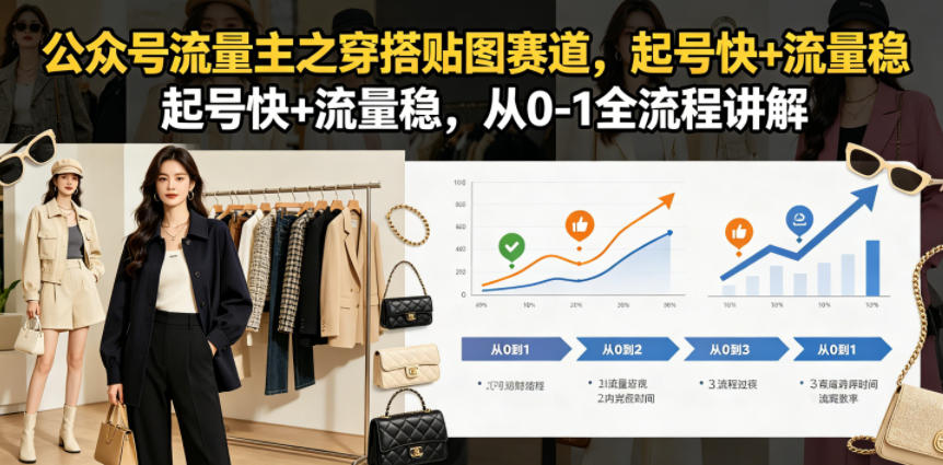 公众号流量主之穿搭贴图赛道，起号快+流量稳，从0-1全流程讲解-蔚蓝分享