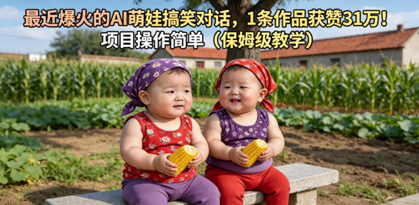最近爆火的AI萌娃搞笑对话，1条作品获赞31W，项目操作简单(保姆级教学)-优优云网创