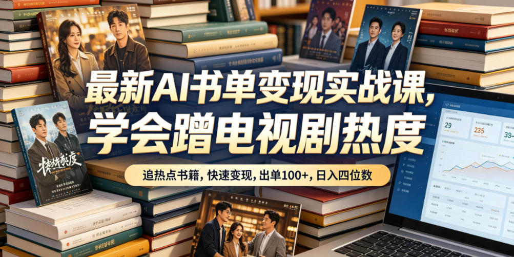 最新AI书单变现实战课，学会蹭电视剧热度，追热点书籍，快速变现，出单100+，日入四位数-优优云网创