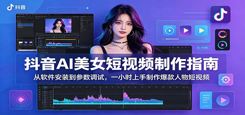 抖音AI美女短视频制作指南：从软件安装到参数调试，一小时上手制作爆款人物短视频-副业168