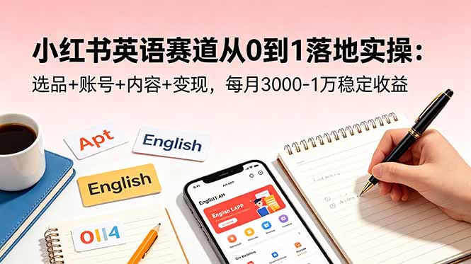 小红书英语赛道从0到1落地实操：选品+账号+内容+变现，每月3000-1万稳定收益-子曰云网创