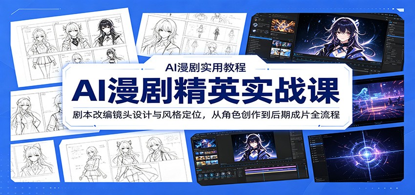 AI漫剧精英实战课：剧本改编镜头设计与风格定位，从角色创作到后期成片全流程-无忧云网创