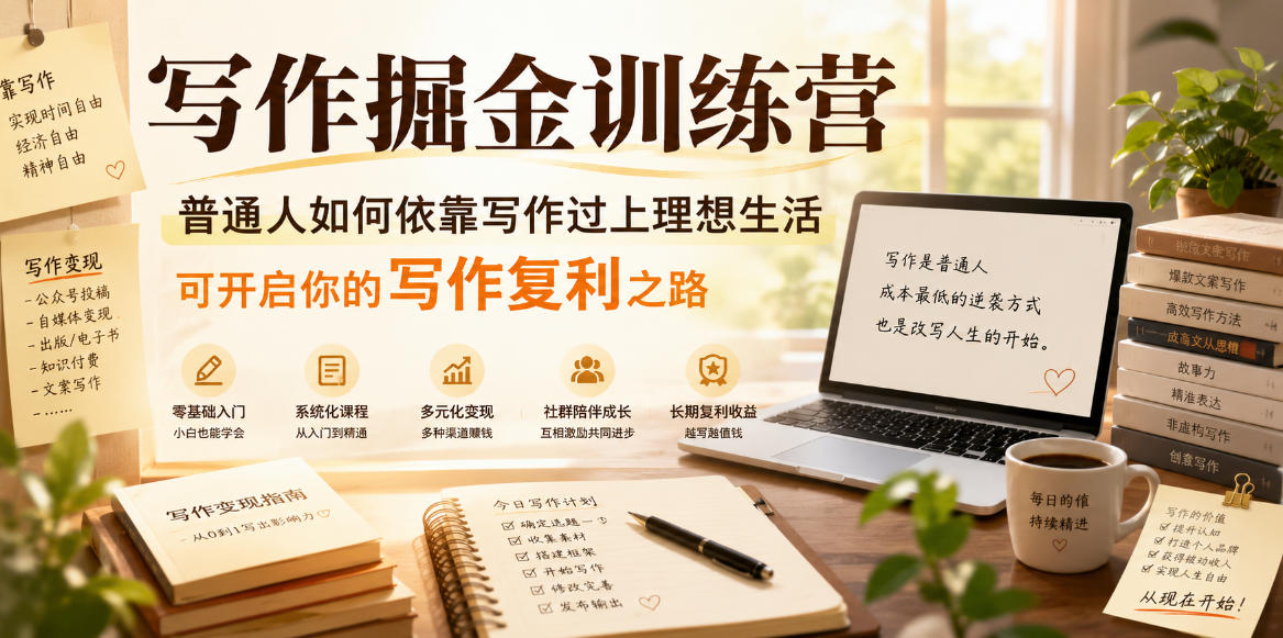 写作掘金训练营，普通人如何依靠写作过上理想生活，可开启你的写作复利之路(更新6月)-青山烟雨客网创