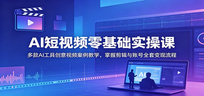 AI短视频零基础实操课：多款AI工具创意视频案例教学，掌握剪辑与账号全套变现流程-青山烟雨客网创