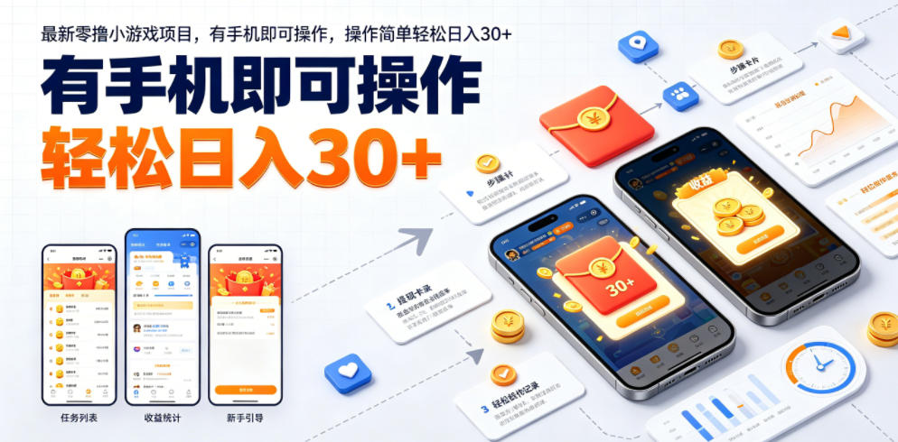 最新零撸小游戏项目，有手机即可操作，操作简单轻松日入30+-平民创源网