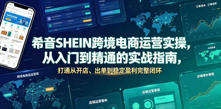 希音SHEIN跨境电商运营实操，从入门到精通的实战指南，打通从开店、出单到稳定盈利完整闭环-蓝天网创