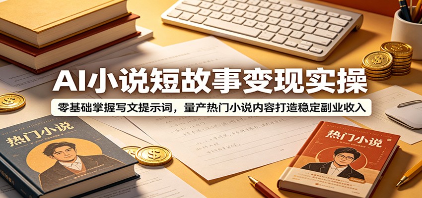 AI小说短故事变现实操：零基础掌握写文提示词，量产热门小说内容打造稳定副业收入-蓝天网创