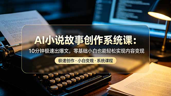 AI小说故事创作系统课：10分钟极速出爆文，零基础小白也能轻松实现内容变现-蓝天网创