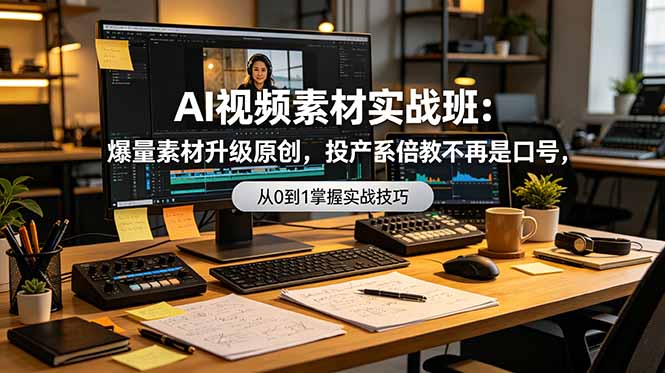 AI视频素材实战班：爆量素材升级原创，投产翻倍不再是口号，0-1系统教学实战落地-小小资源网