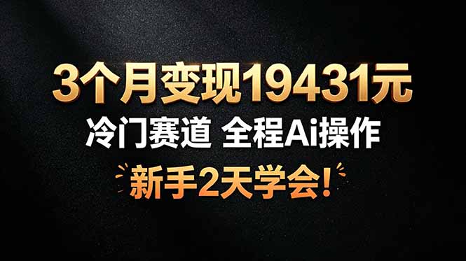 3个月变现19431元，冷门赛道 全程Ai操作，新手2天学会！-蓝天网创