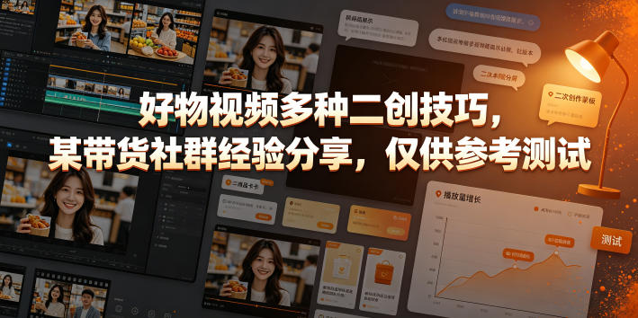 好物视频多种二创技巧，某带货社群经验分享，仅供参考测试-蔚蓝分享