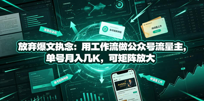 放弃爆文执念：用工作流做公众号流量主，单号月入几K，可矩阵放大-蔚蓝分享