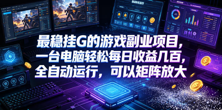 最稳挂G的游戏副业项目，一台电脑轻松每日收益几百，全自动运行，可以矩阵放大【揭秘】-阿州云网创