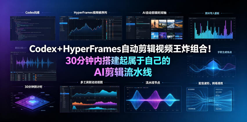 Codex＋HyperFrames自动剪辑视频王炸组合！30分钟内搭建起属于自己的AI剪辑流水线(完整版实操教程手册)-启帆云网创