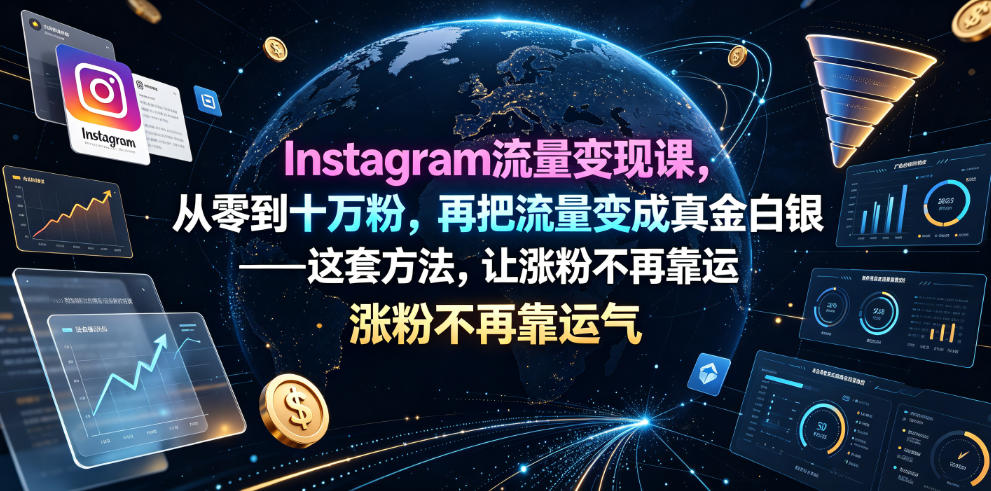 Instagram流量变现课，从零到十万粉，再把流量变成真金白银——这套方法，让涨粉不再靠运气【原创双语字幕】-优优云网创