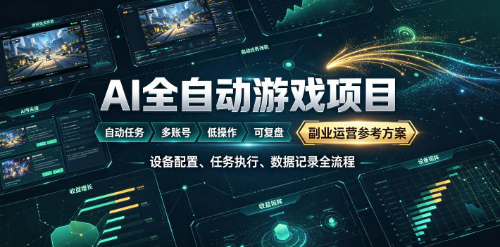 AI全自动游戏躺賺副业：日入几百，稳定运行三年的项目！【揭秘】-富宝云网创