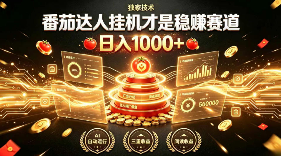 别再瞎找副业！番茄达人挂G才是稳賺赛道，日入1000+，全程傻瓜式操作，可矩阵放大【揭秘】-一个创业资源站