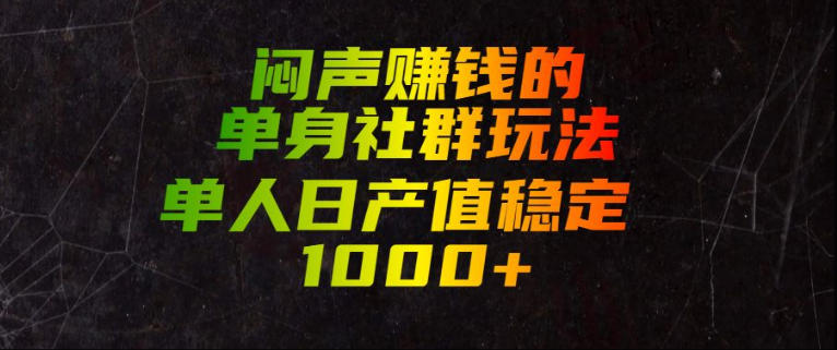 闷声賺钱的单身社群玩法，单人日产值稳定1000+【揭秘】-路路云网创