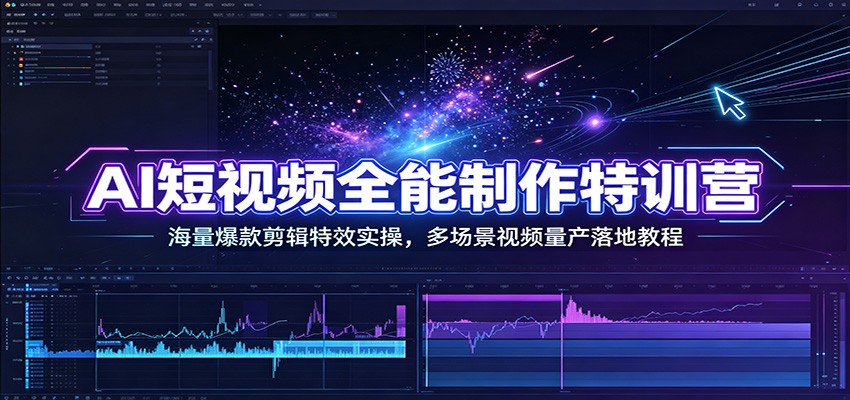 AI短视频全能制作特训营：海量爆款剪辑特效实操，多场景视频量产落地教程-路路云网创