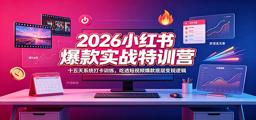2026小红书爆款实战特训营：十五天系统打卡训练，吃透短视频爆款底层变现逻辑-合和云网创