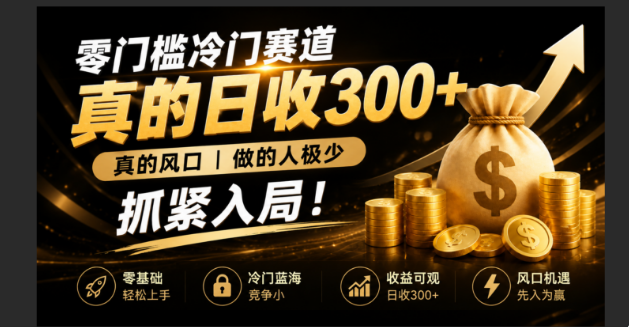零成本冷门赛道，真的日300+真风口，做得人极少！赶紧入局，超级简单！-合和云网创