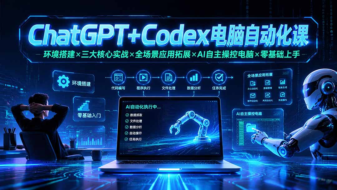 ChatGPT+Codex电脑自动化课：环境搭建×三大核心实战×全场景应用拓展×AI自主操控电脑×零基础上手-合和云网创