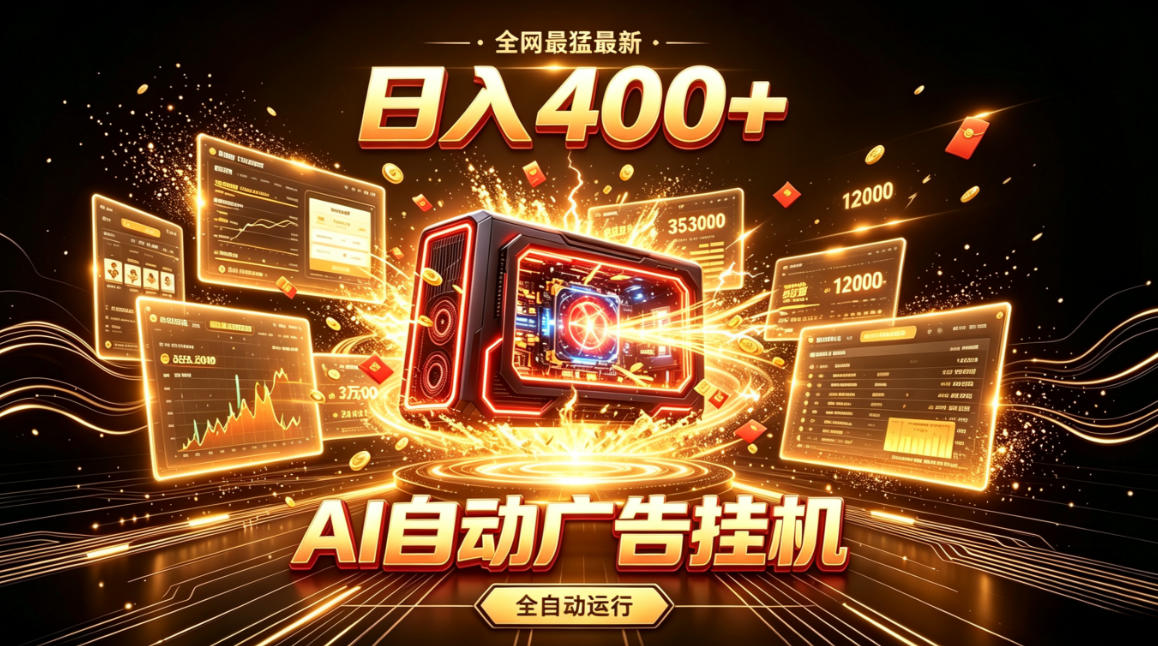 全网最猛最新的AI自动广告挂G，狠收益日入400+，真正做到躺賺式变现【揭秘】-路路云网创