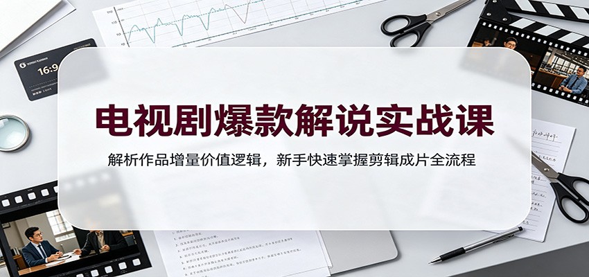 电视剧爆款解说实战课：解析作品增量价值逻辑，新手快速掌握剪辑成片全流程-时光云网创
