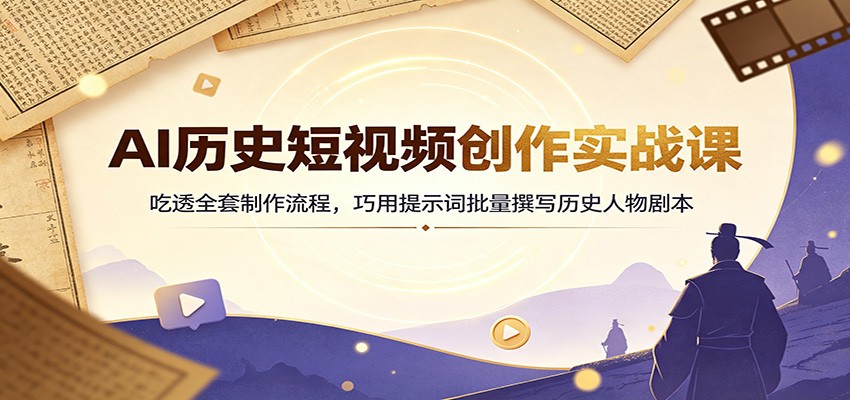 AI历史短视频创作实战课：吃透全套制作流程，巧用提示词批量撰写历史人物剧本-时光云网创