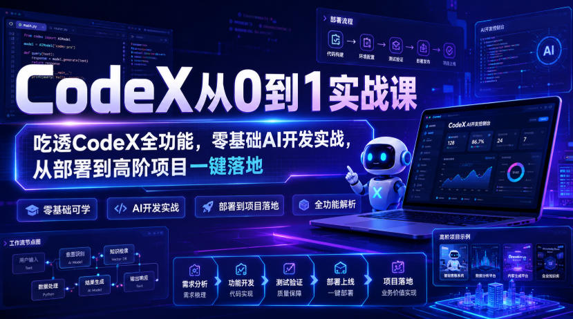 CodeX从0到1实战课，吃透CodeX全功能，零基础AI开发实战，从部署到高阶项目一键落地-优优云网创