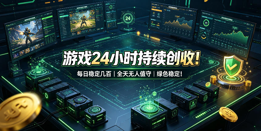 游戏24小时持续创收！每日稳定几百，全天无人值守，绿色稳定！【揭秘】-自由人网创