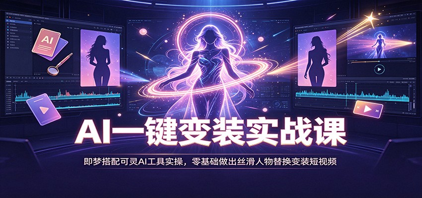 AI一键变装实战课：即梦搭配可灵AI工具实操，零基础做出丝滑人物替换变装短视频-虚拟副业网