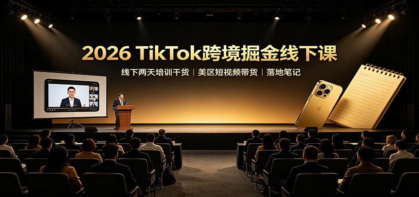 2026 TikTok跨境掘金线下课：线下两天培训干货，美区短视频带货落地笔记-暮风云网创