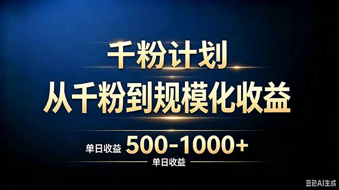 抖音千粉账号计划，从千粉到规模化收益 500-1000+单日收益-子曰云网创