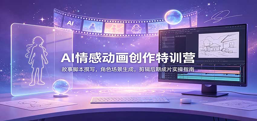 AI情感动画创作特训营：故事脚本撰写，角色场景生成，剪辑后期成片实操指南-优拓云网创
