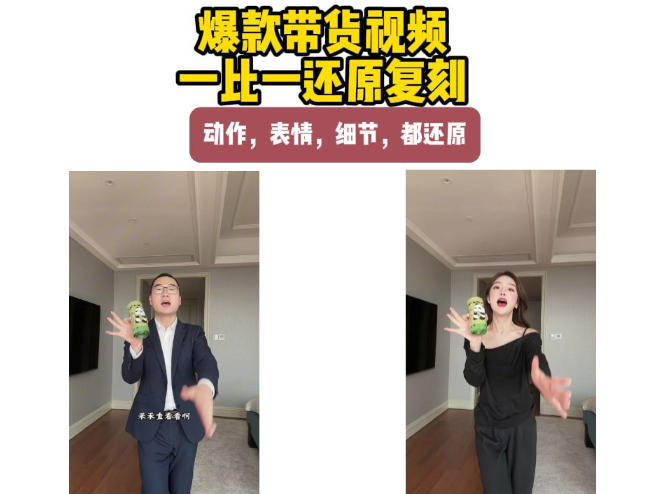 AI带货视频复刻，一比一还原加二创，动作，表情，细节，都还原，新手也能直接套用-知岸云网创