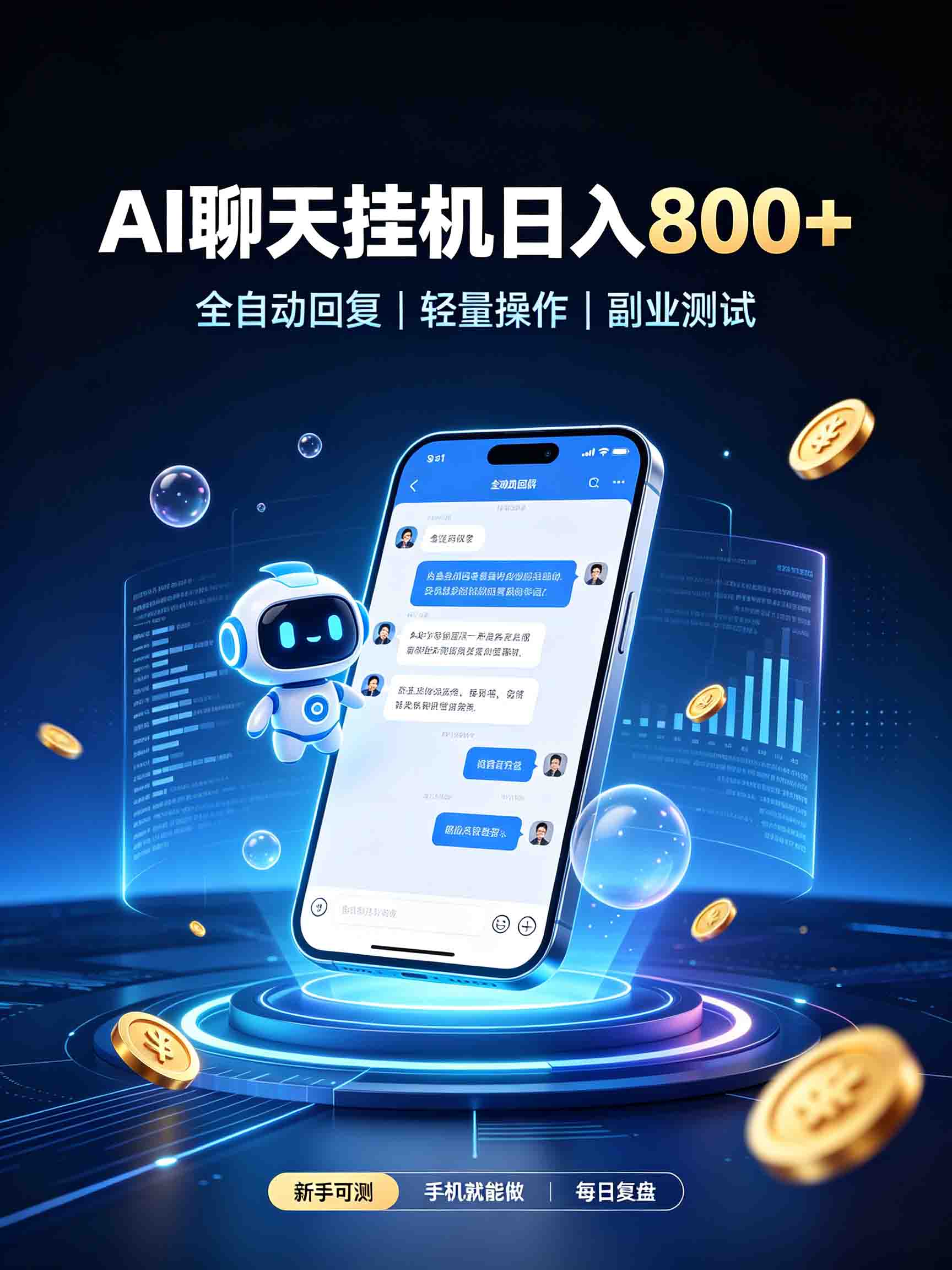 AI聊天挂机，日入800+，适用个人副业，工作室矩阵操作-优易云