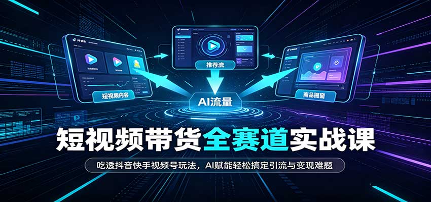 短视频带货全赛道：吃透抖音快手视频号玩法，AI赋能轻松搞定引流与变现难题-青年云网创