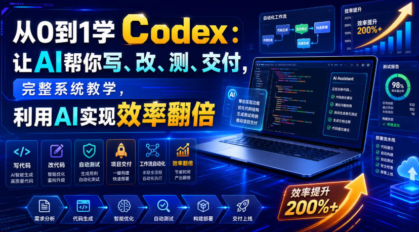 从0到1学Codex：让AI帮你写、改、测、交付，完整系统教学，利用AI实现效率翻倍(更新0918)-云网创